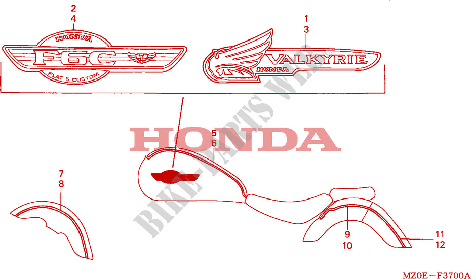 AUTOCOLLANTS pour Honda VALKYRIE 1500 F6C de 2001