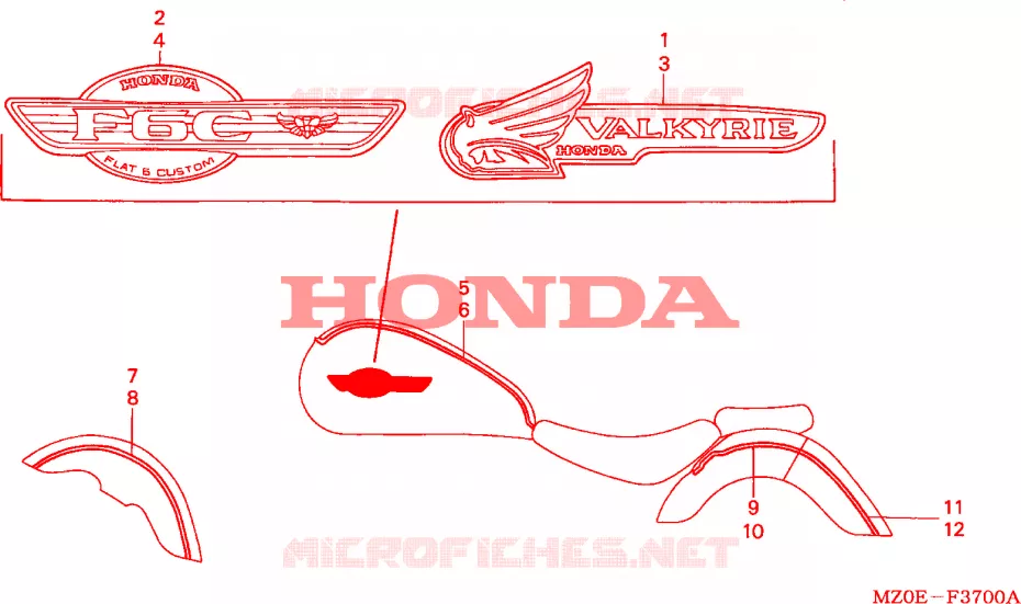 AUTOCOLLANTS Honda MOTO 1500 GOLD-WING 2002  GL1500C2