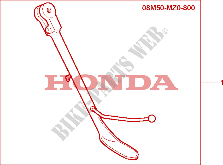 BEQUILLE LATERALE CHROMEE pour Honda 1500 F6C de 2001