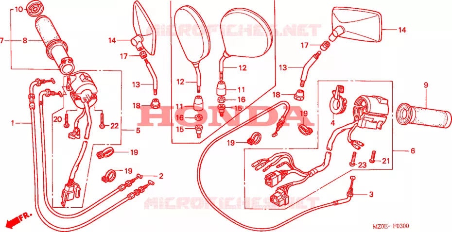 COMMODO - LEVIER - CABLE Honda MOTO 1500 GOLD-WING 2002  GL1500CD2