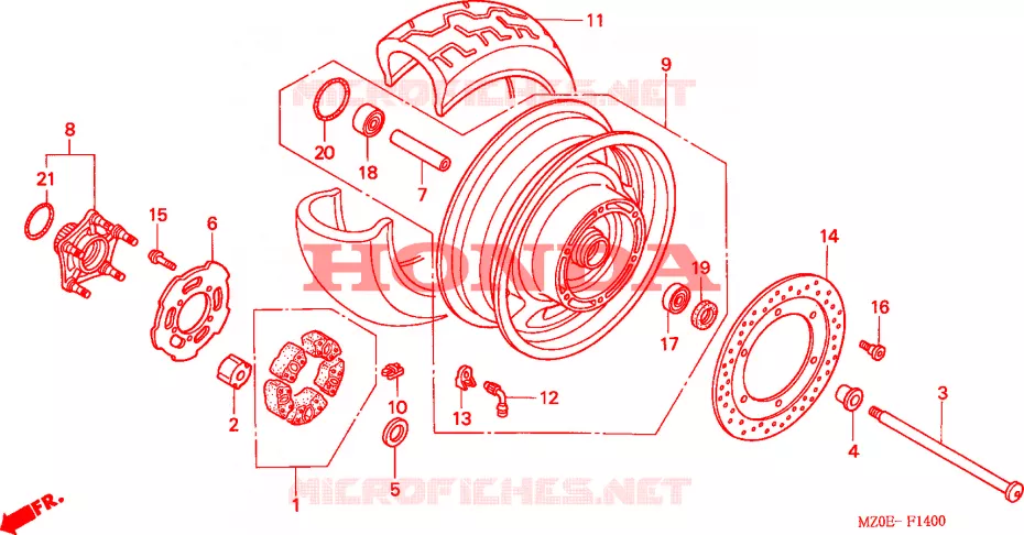 ROUE ARRIERE Honda MOTO 1500 GOLD-WING 2002  GL1500CD2