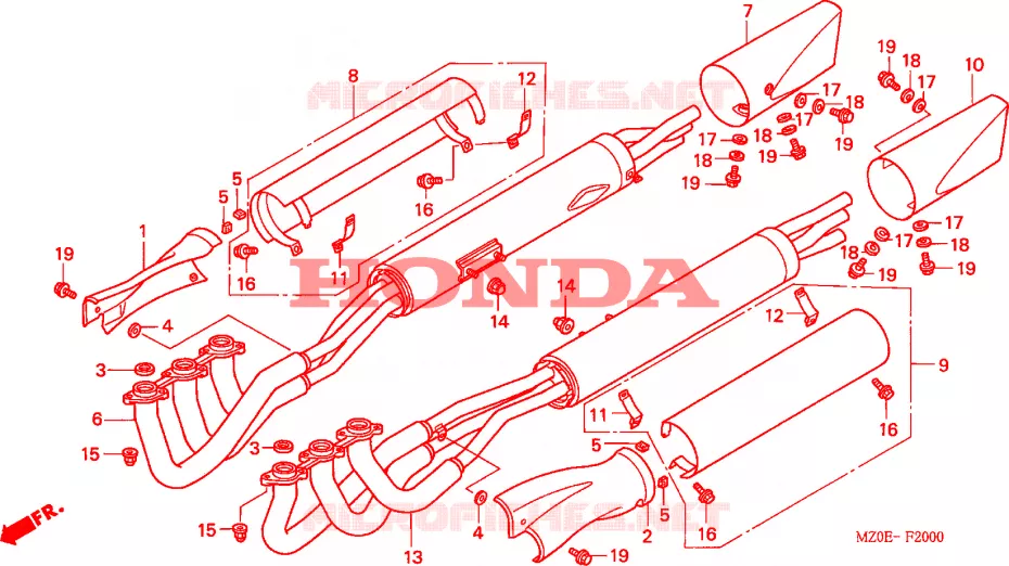 SILENCIEUX D'ECHAPPEMENT Honda MOTO 1500 GOLD-WING 2001  GL1500CD1