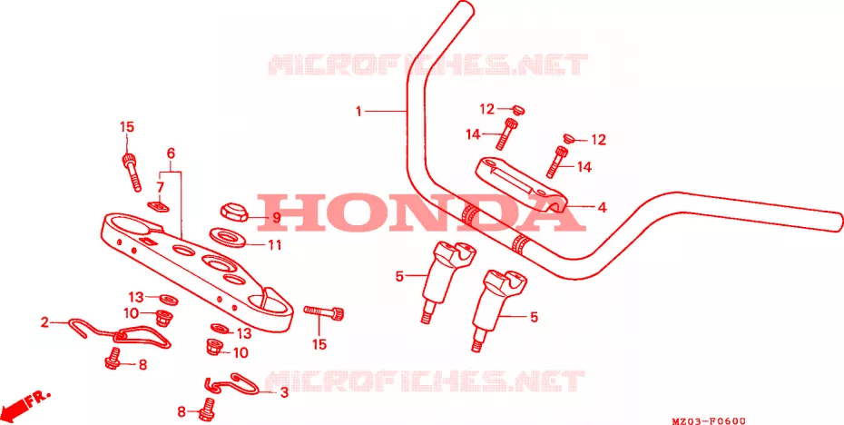 GUIDON - TE DE FOURCHE Honda MOTO 1500 GOLD-WING 2000  GL1500CY