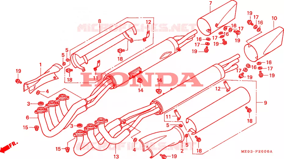 SILENCIEUX D'ECHAPPEMENT Honda MOTO 1500 GOLD-WING 1997  GL1500CTV