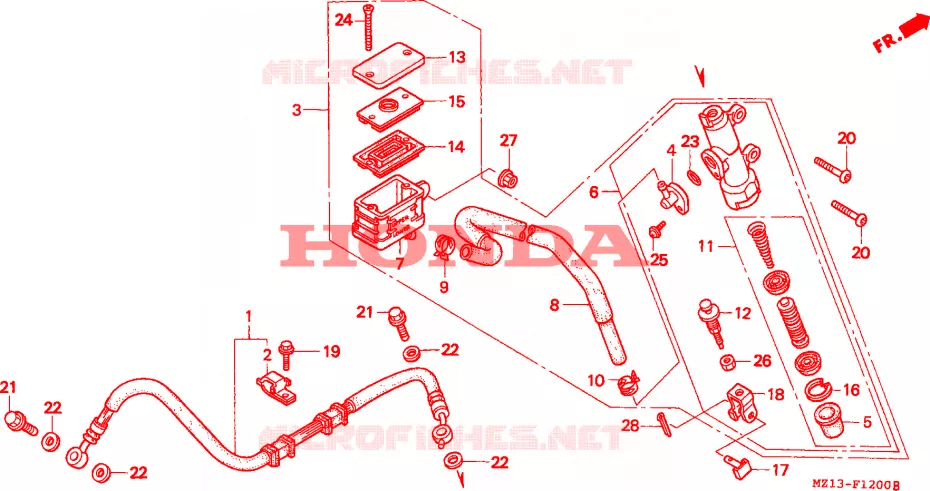 MAITRE-CYLINDRE DE FREIN ARRIERE Honda MOTO 1000 CB 1993  CB1000FP