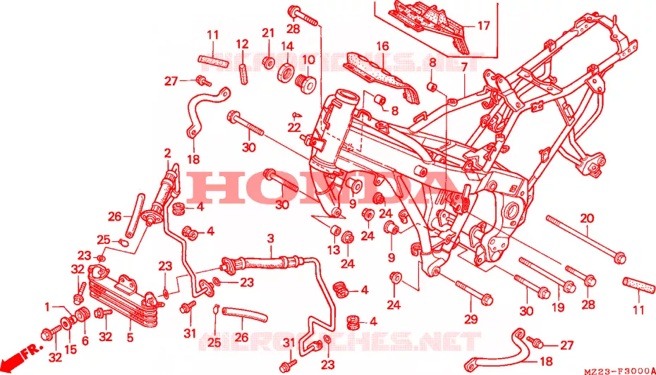CADRE - RADIATEUR D'HUILE Honda MOTO 1000 CBR 1995  CBR1000FS