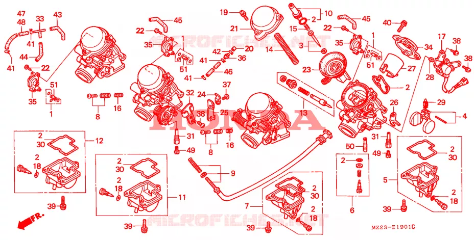 CARBURATEUR (PIECES CONSTITUTIVES) Honda MOTO 1000 CBR 1997  CBR1000FV