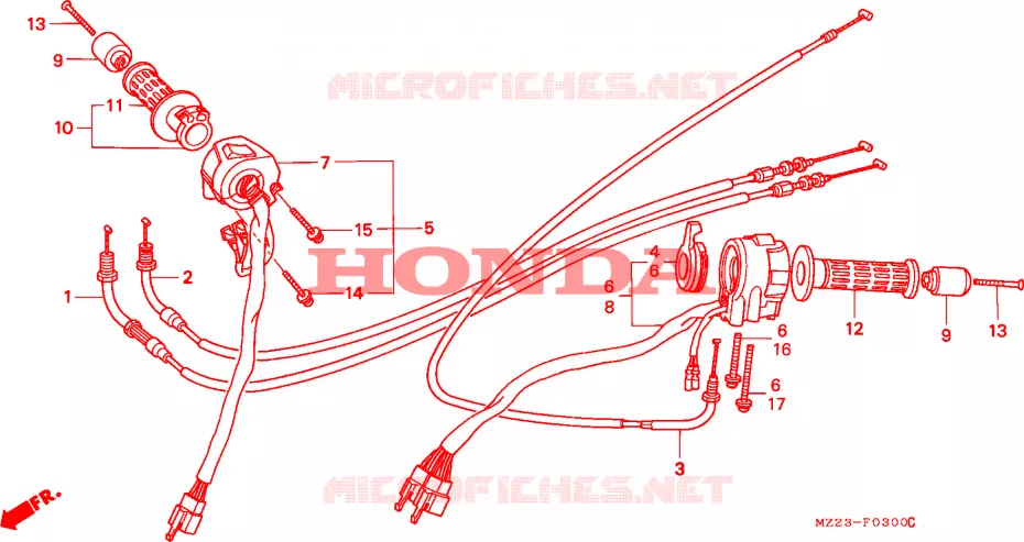 COMMODO - LEVIER - CABLE Honda MOTO 1000 CBR 2000  CBR1000FX