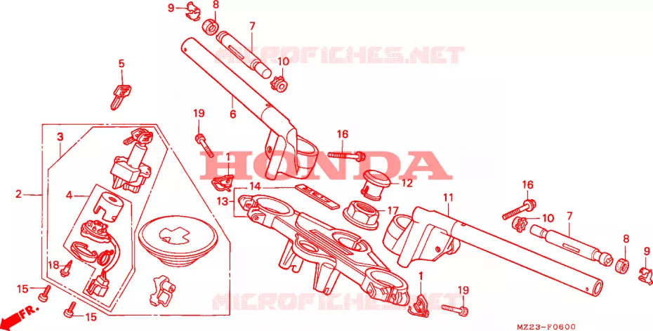 GUIDON - TE DE FOURCHE Honda MOTO 1000 CBR 1995  CBR1000FS