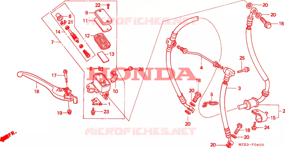 MAITRE CYLINDRE DE FREIN AVANT Honda MOTO 1000 CBR 1995  CBR1000FS