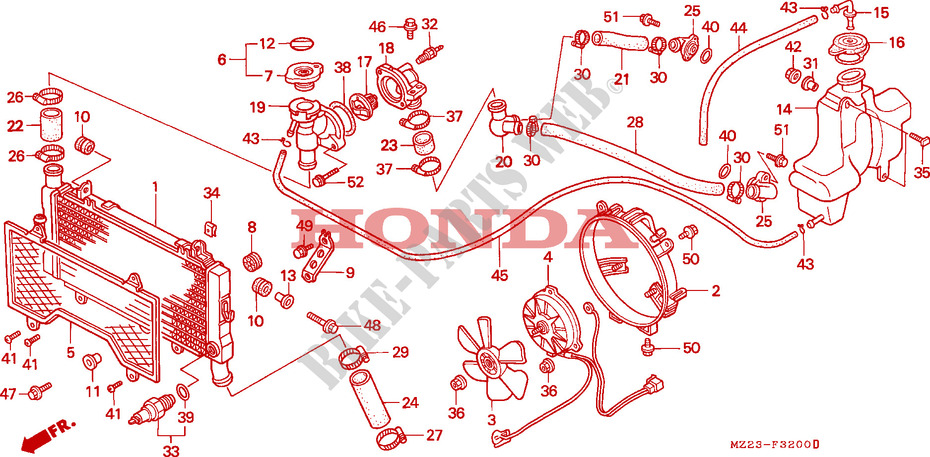 RADIATEUR pour Honda CBR 1000 F de 1993