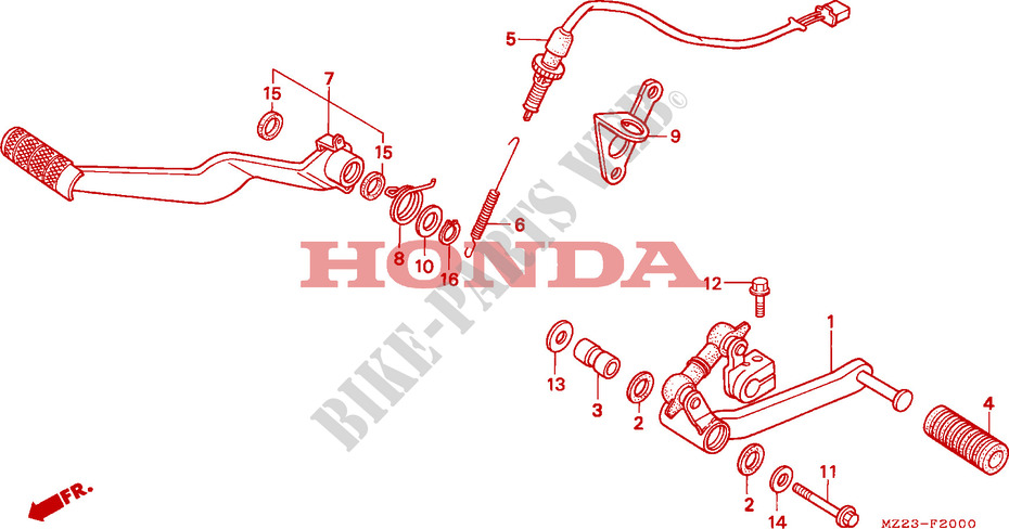 SELECTEUR   PEDALE DE FREIN pour Honda CBR 1000 DUAL CBS de 1994