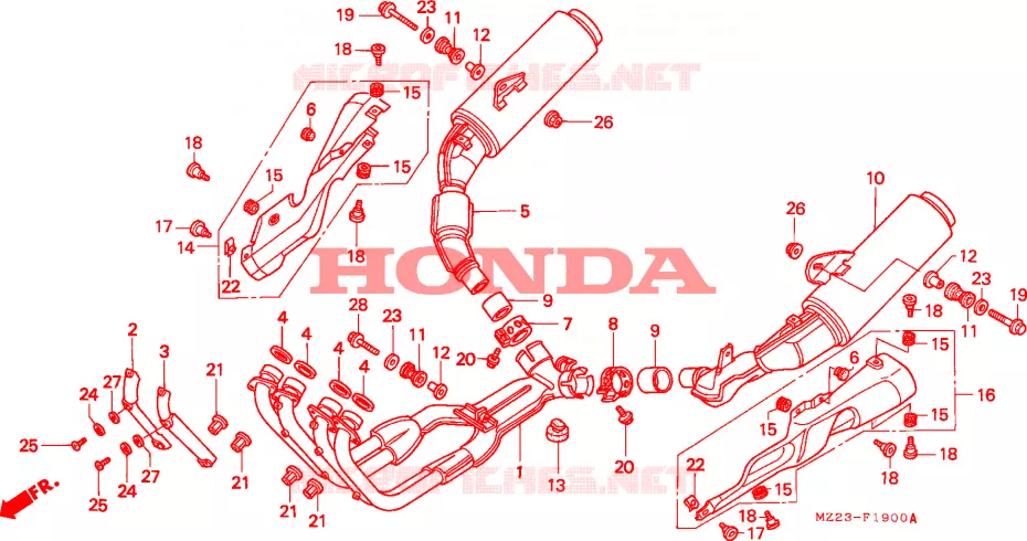 SILENCIEUX D'ECHAPPEMENT Honda MOTO 1000 CBR 1995  CBR1000FS