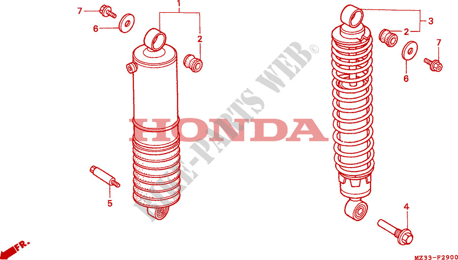 AMORTISSEUR ARRIERE pour Honda GL 1500 GOLD WING SE 20éme anniversaire de 1995