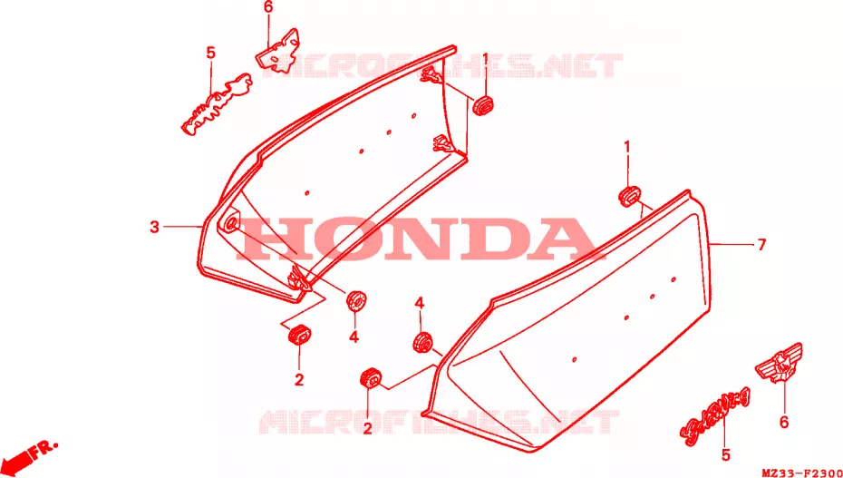 COUVERCLES LATERAUX Honda MOTO 1500 GOLD-WING 1993  GL1500AP
