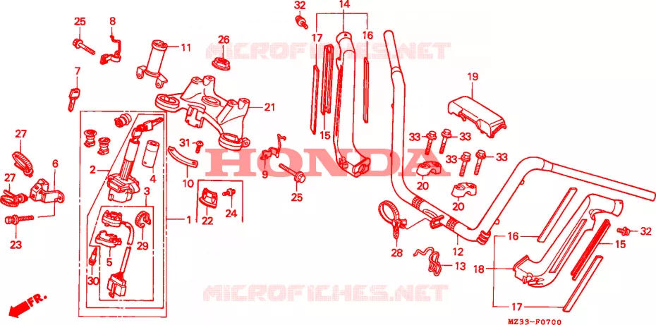 GUIDON - TE DE FOURCHE Honda MOTO 1500 GOLD-WING 1993  GL1500AP