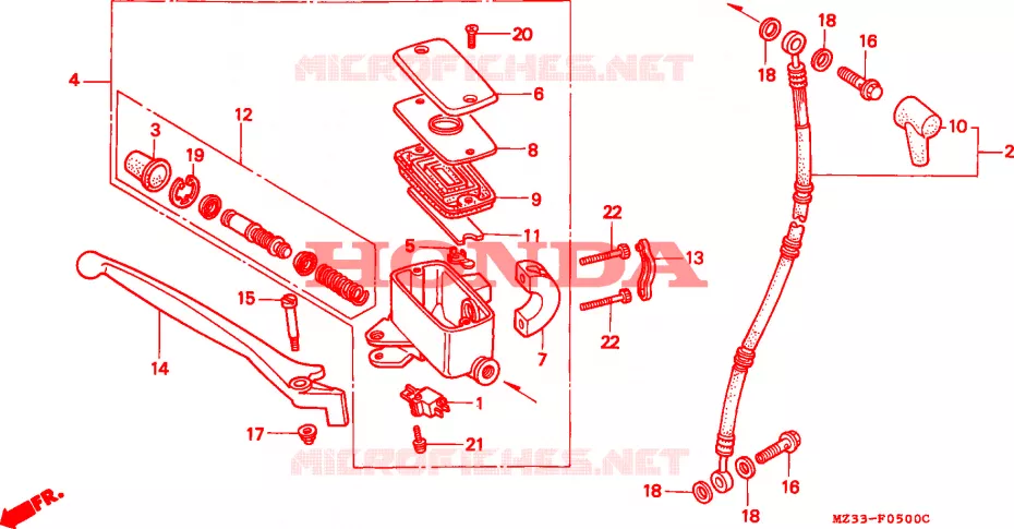 MAITRE CYLINDRE DE FREIN AVANT Honda MOTO 1500 GOLD-WING 1993  GL1500AP