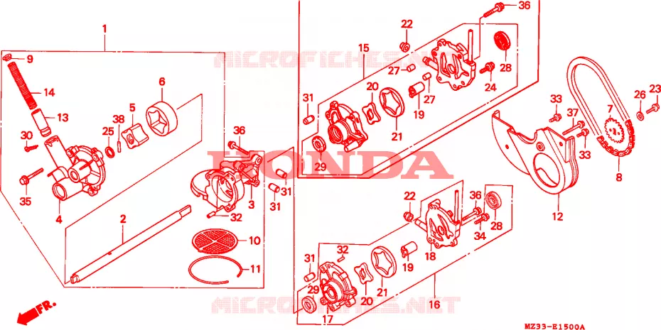 POMPE A HUILE Honda MOTO 1500 GOLD-WING 1993  GL1500AP