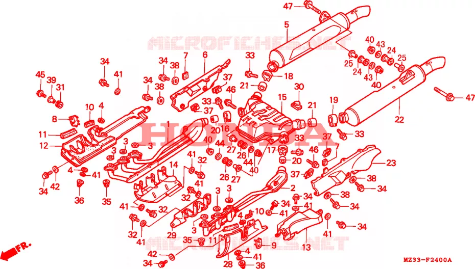SILENCIEUX D'ECHAPPEMENT (GL1500AP/AR/AS/AT) Honda MOTO 1500 GOLD-WING 1996  GL1500AT