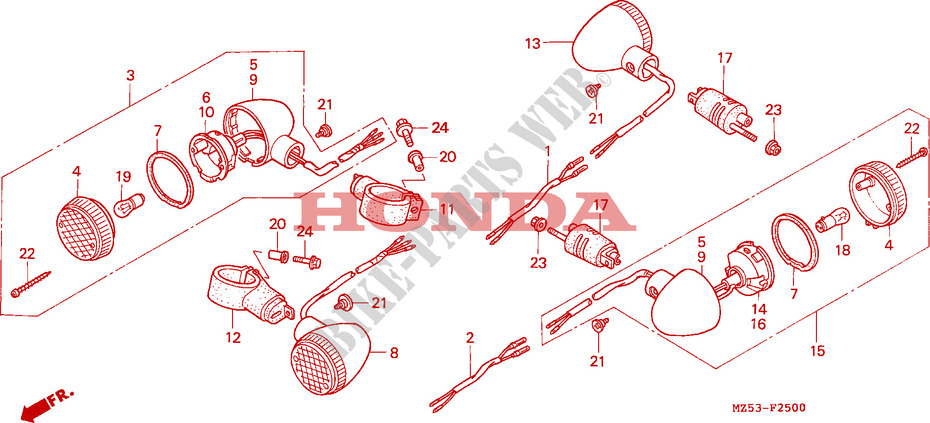 CLIGNOTANT pour Honda SHADOW 750 50HP de 1994