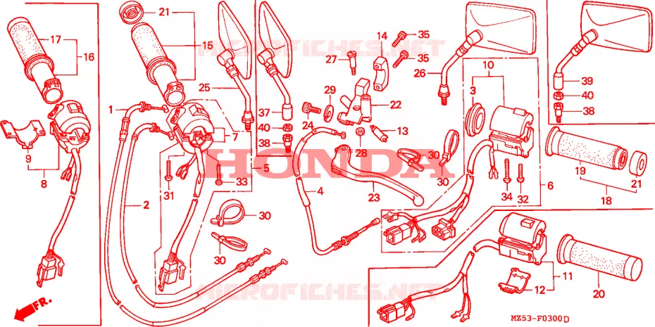 COMMODO - LEVIER - CABLE Honda MOTO 750 VF 1995  VF750CS