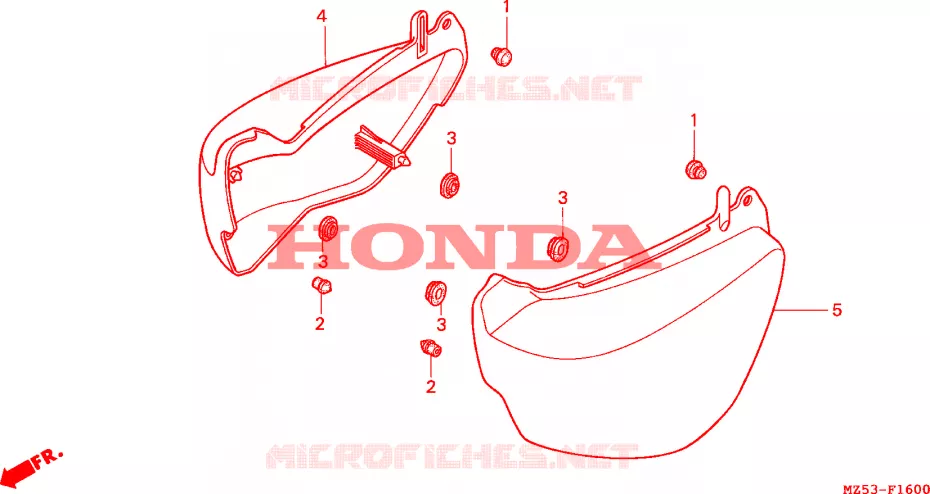 COUVERCLES LATERAUX Honda MOTO 750 VF 1995  VF750CS