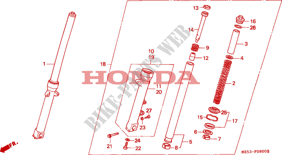 FOURCHE pour Honda SHADOW 750 34HP de 1996