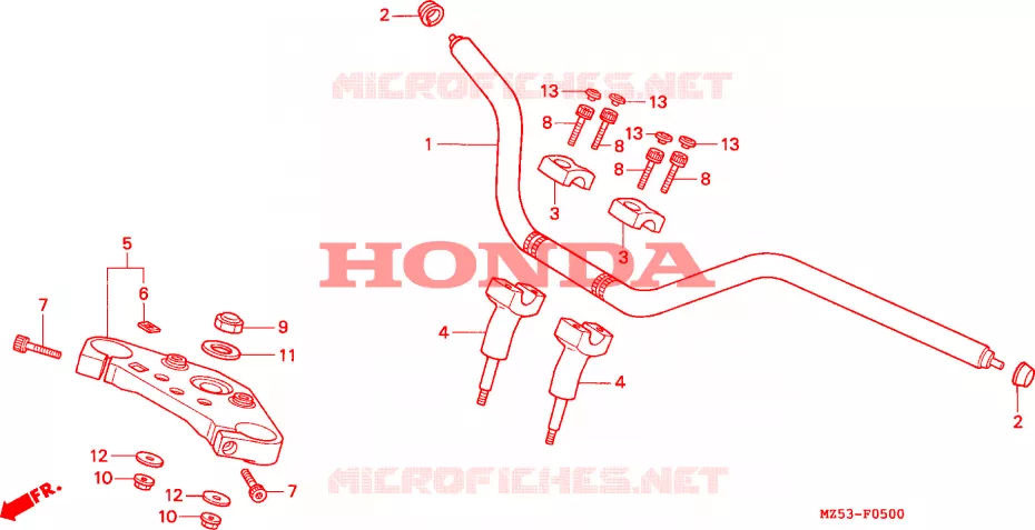 GUIDON - TE DE FOURCHE Honda MOTO 750 VF 1995  VF750CS