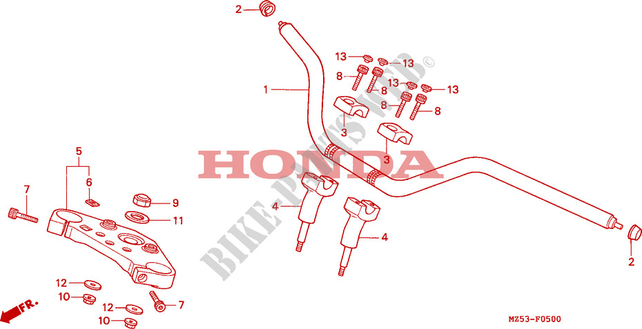 GUIDON   TE DE FOURCHE pour Honda SHADOW 750 de 1997