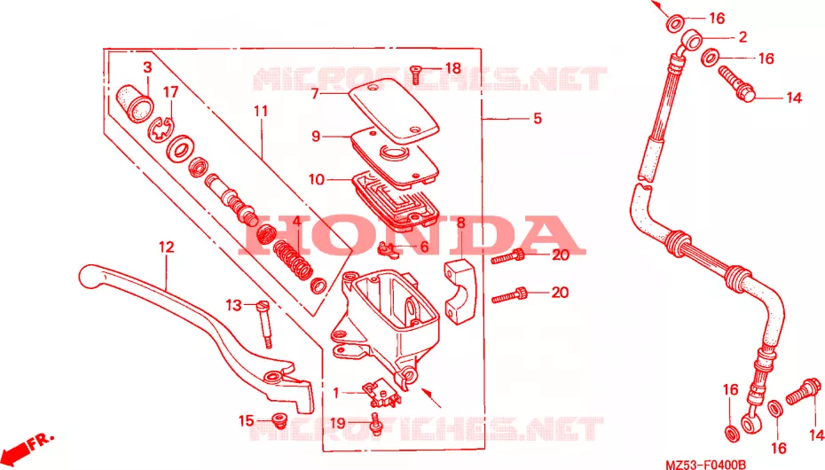 MAITRE CYLINDRE DE FREIN AVANT Honda MOTO 750 VF 1995  VF750CS