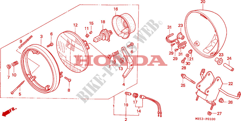 PHARE pour Honda SHADOW 750 de 1994