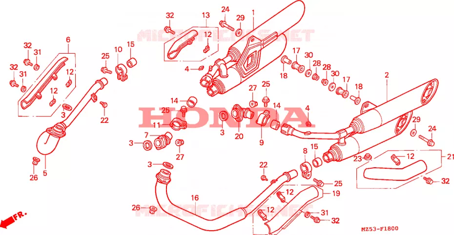 SILENCIEUX D'ECHAPPEMENT Honda MOTO 750 VF 1995  VF750CS