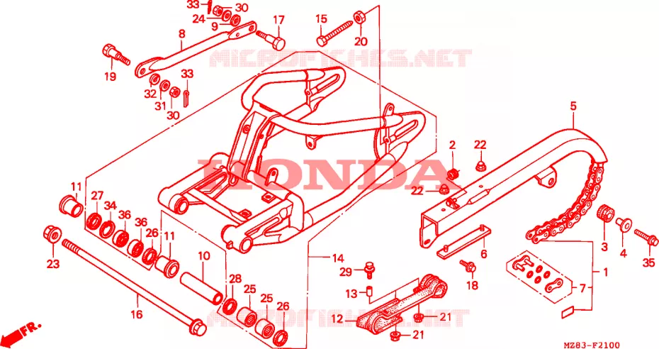 BRAS OSCILLANT Honda MOTO 600 SHADOW 1994  VT600CR