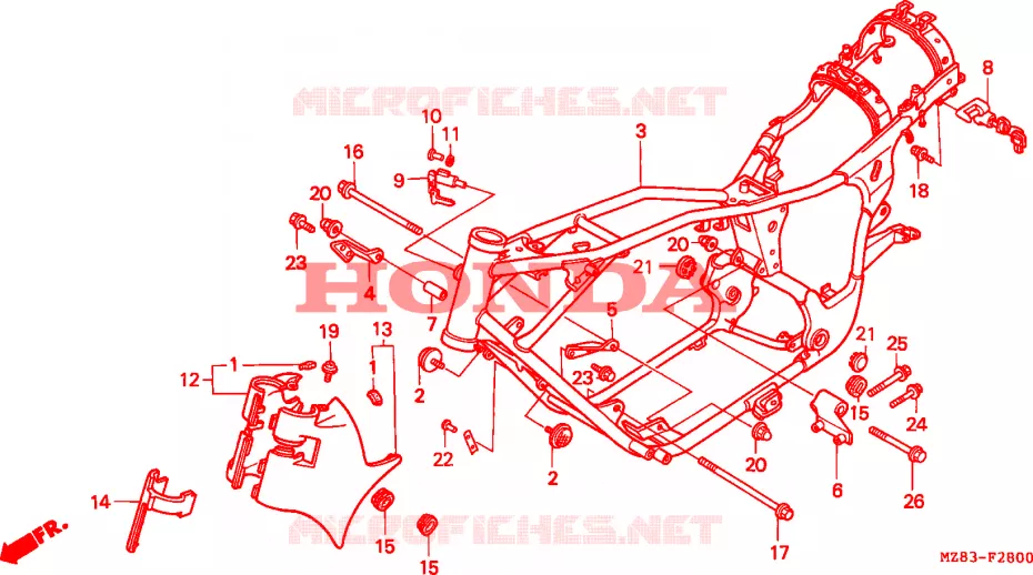 CADRE Honda MOTO 600 SHADOW 1995  VT600CS