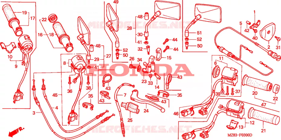 COMMODO - LEVIER - CABLE Honda MOTO 400 STEED 1995  NV400CS