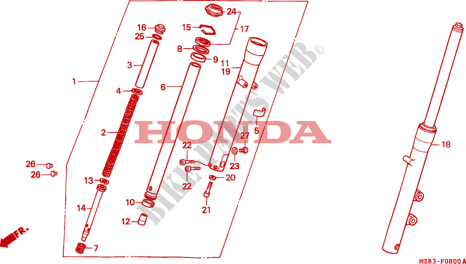 FOURCHE pour Honda STEED 400 de 1995