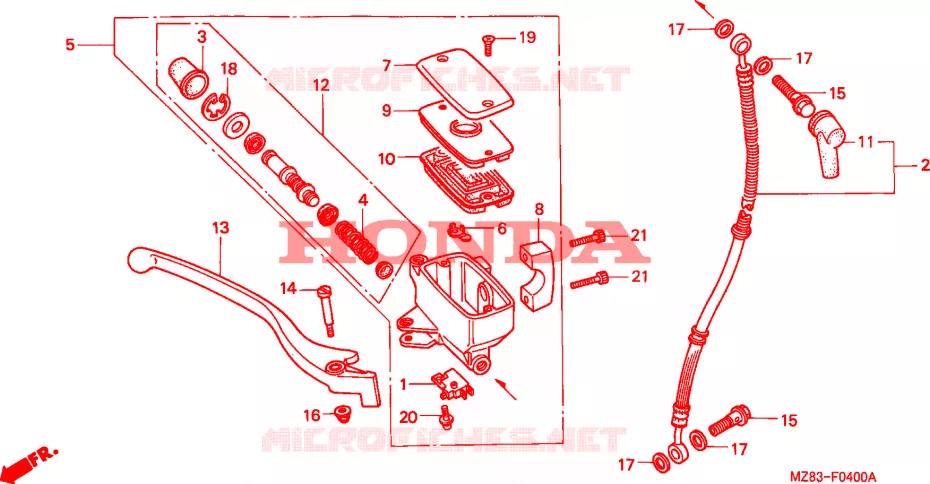 MAITRE CYLINDRE DE FREIN AVANT Honda MOTO 400 STEED 1995  NV400CS