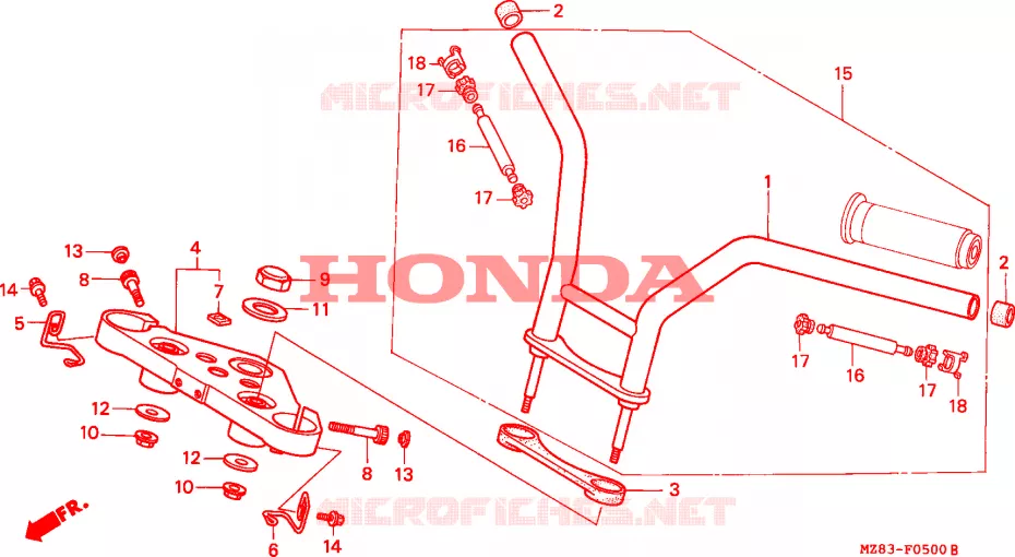 TUYAU DE GUIDON(1) Honda MOTO 400 STEED 1995  NV400CS