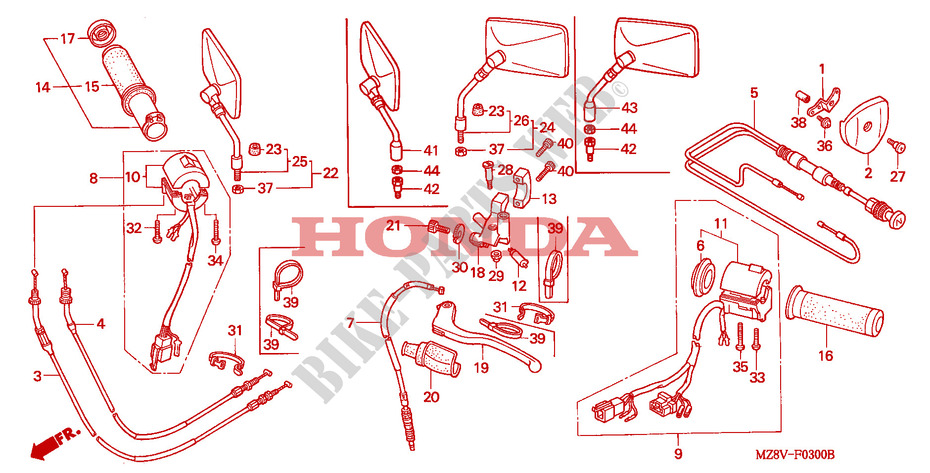 COMMUTATEUR/CABLE(1) pour Honda SHADOW 600 VLX DELUXE de 1997
