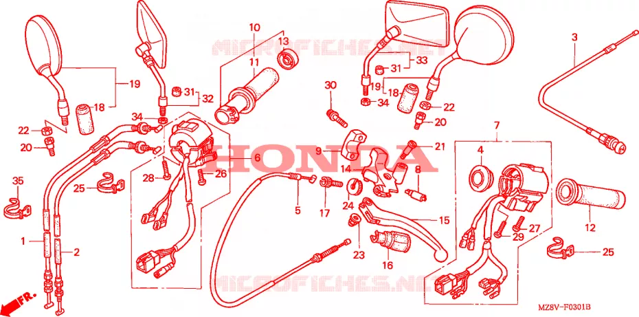 COMMUTATEUR/CABLE(2) Honda MOTO 600 SHADOW 1999  VT600CD2X