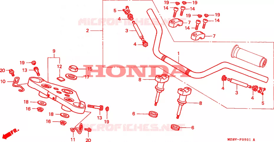 GUIDON - TE DE FOURCHE (2) Honda MOTO 600 SHADOW 1998  VT600CW