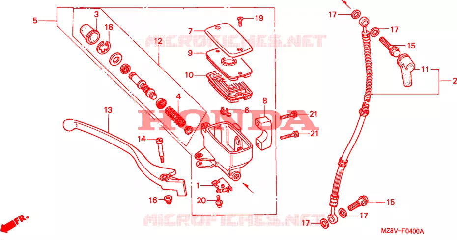 MAITRE CYLINDRE DE FREIN AVANT Honda MOTO 600 SHADOW 1998  VT600CW