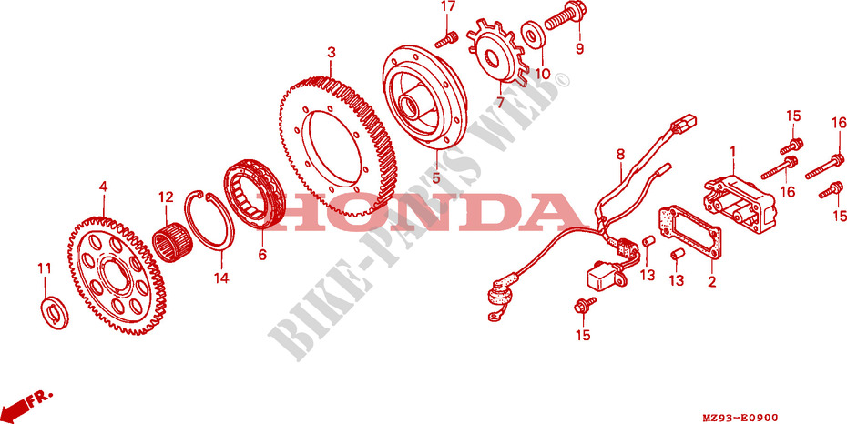 ROUE LIBRE DE DEMARREUR pour Honda PAN EUROPEAN ST 1100 de 1995