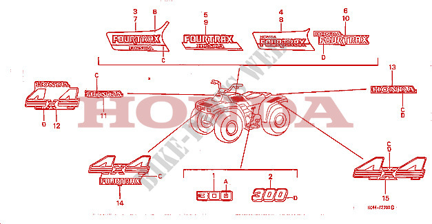 AUTOCOLLANTS pour Honda TRX 300 FOURTRAX 4X4 de 1991