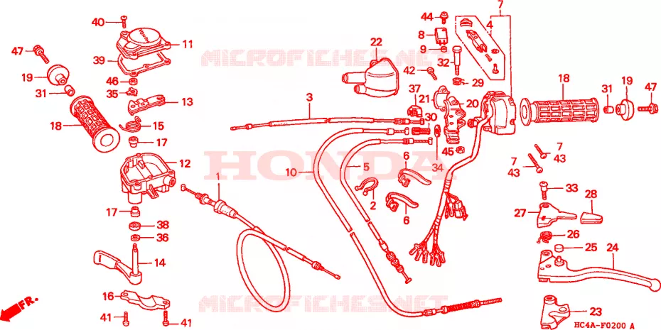 COMMODOS - POIGNEES Honda ATV 300 FOURTRAX 1992  TRX300FWN