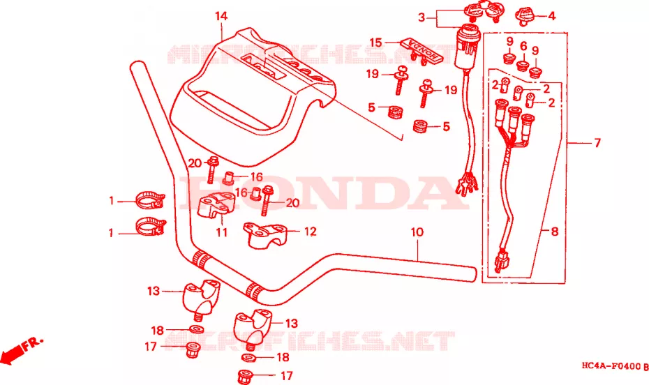 GUIDON Honda ATV 300 FOURTRAX 1993  TRX300P