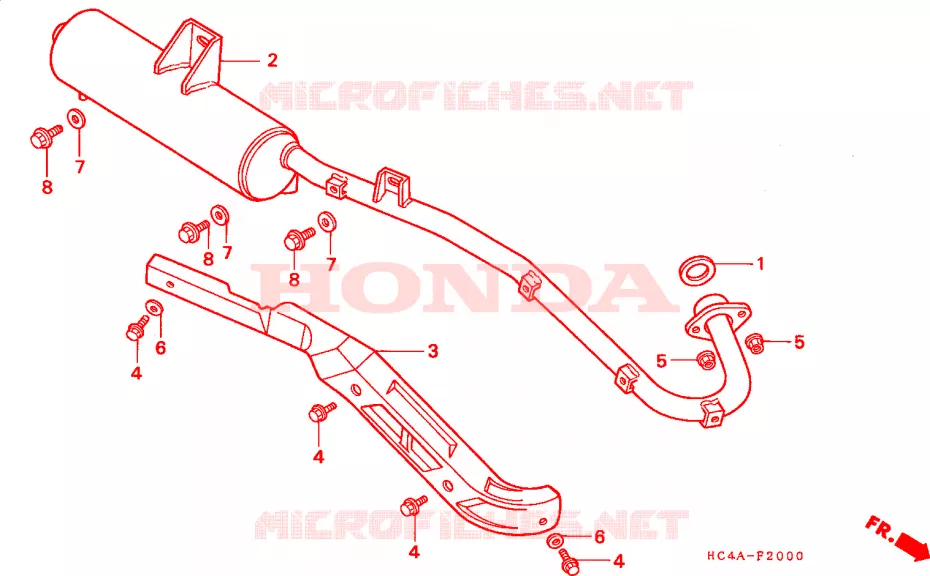 SILENCIEUX D'ECHAPPEMENT Honda ATV 300 FOURTRAX 1995  TRX300FWS
