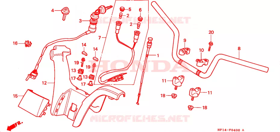 GUIDON Honda ATV 200 FOURTRAX 1992  TRX200DN