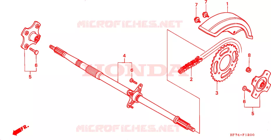 ARBRE DE ROUE ARRIERE Honda ATV 90 FOURTRAX 1993  TRX90P