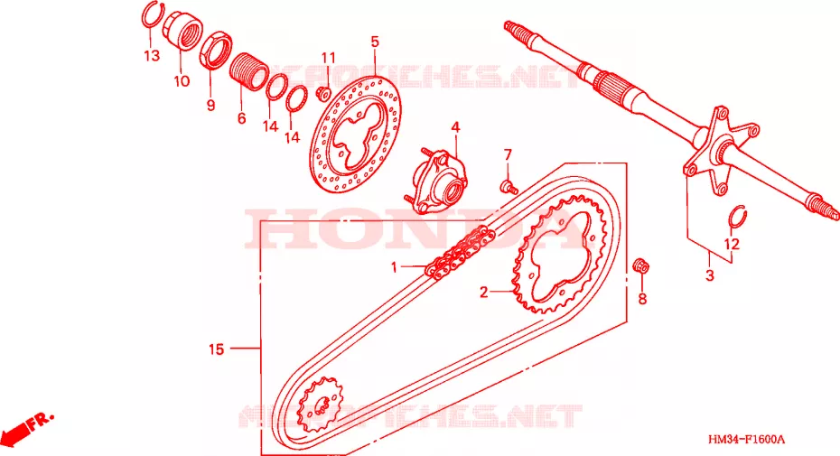 ARBRE DE ROUE ARRIERE Honda ATV 300 FOURTRAX 2000  TRX300EXY